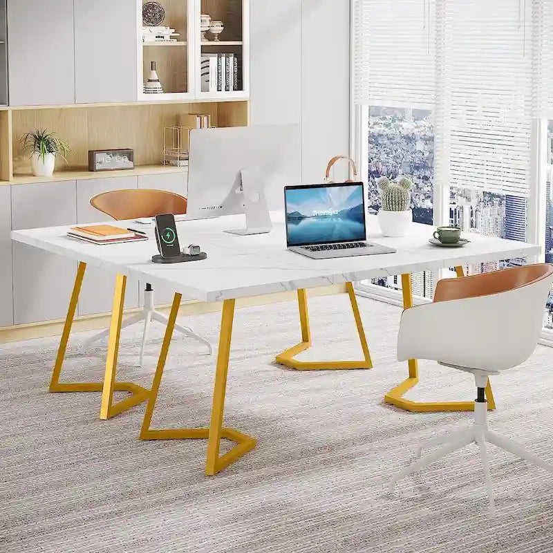 Computerbureau van 55 inch, kantoortafel met metalen poten voor thuiskantoor