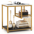 3-stufiger Beistelltisch in Marmoroptik mit goldenem Gestell