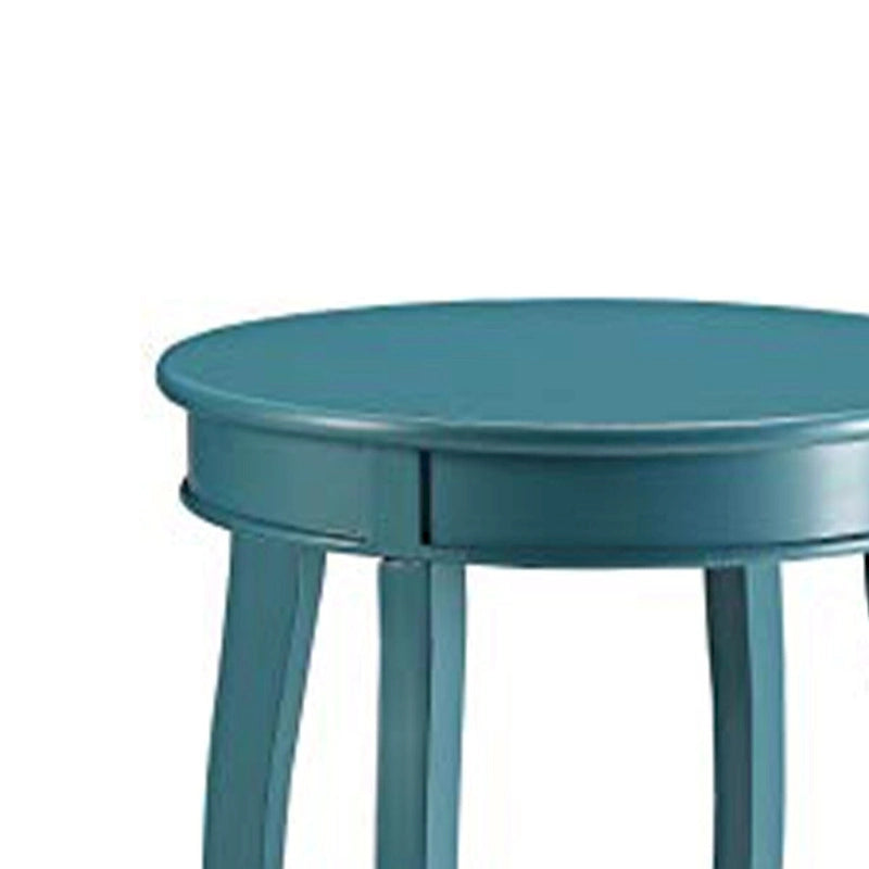 Teal Blue Metal Accent Side Table, 24H x 18W x 18L Inches for Living Room or Bedroom