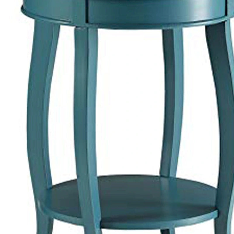 Teal Blue Metal Accent Side Table, 24H x 18W x 18L Inches for Living Room or Bedroom