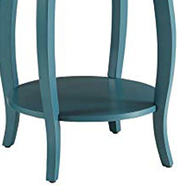 Tavolino laterale d'accento in metallo blu verde acqua, 24H x 18W x 18L pollici per soggiorno o camera da letto