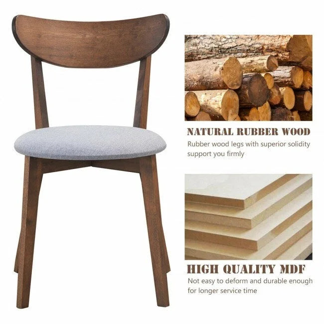 Conjunto de 2 cadeiras de jantar estofadas com encosto curvo - 18 x 23 x 32 (C x L x A)