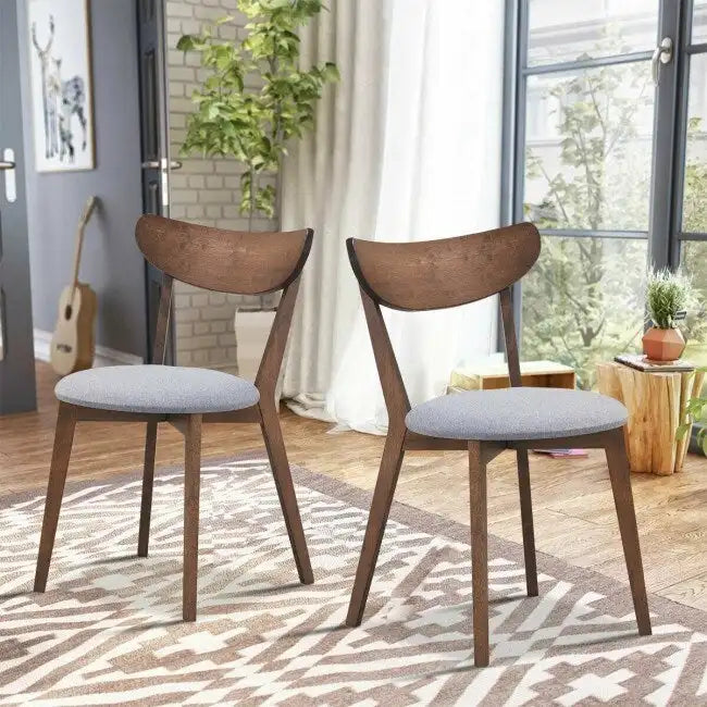 Conjunto de 2 cadeiras de jantar estofadas com encosto curvo - 18 x 23 x 32 (C x L x A)