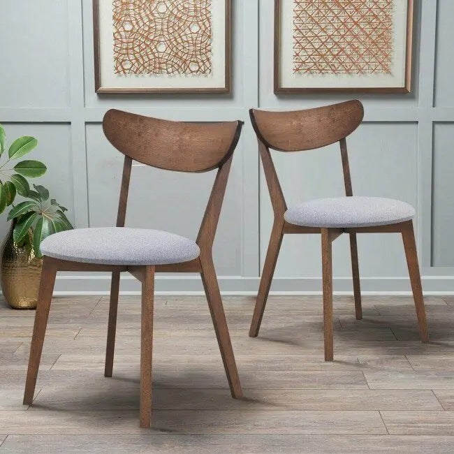 Conjunto de 2 cadeiras de jantar estofadas com encosto curvo - 18 x 23 x 32 (C x L x A)