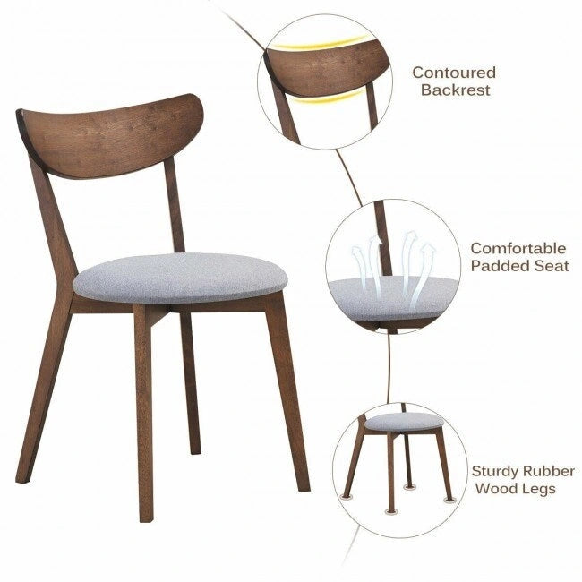Conjunto de 2 cadeiras de jantar estofadas com encosto curvo - 18 x 23 x 32 (C x L x A)