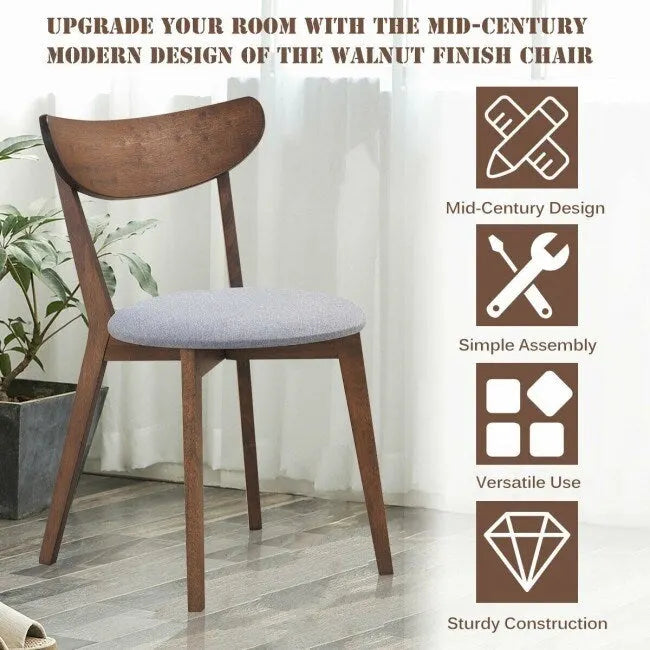 Conjunto de 2 cadeiras de jantar estofadas com encosto curvo - 18 x 23 x 32 (C x L x A)