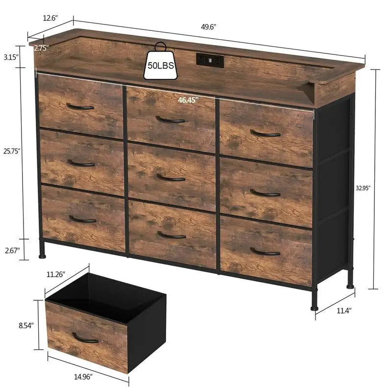 Commode blanche pour chambre avec bande lumineuse LED, meuble de rangement à tiroirs multiples pour chambre