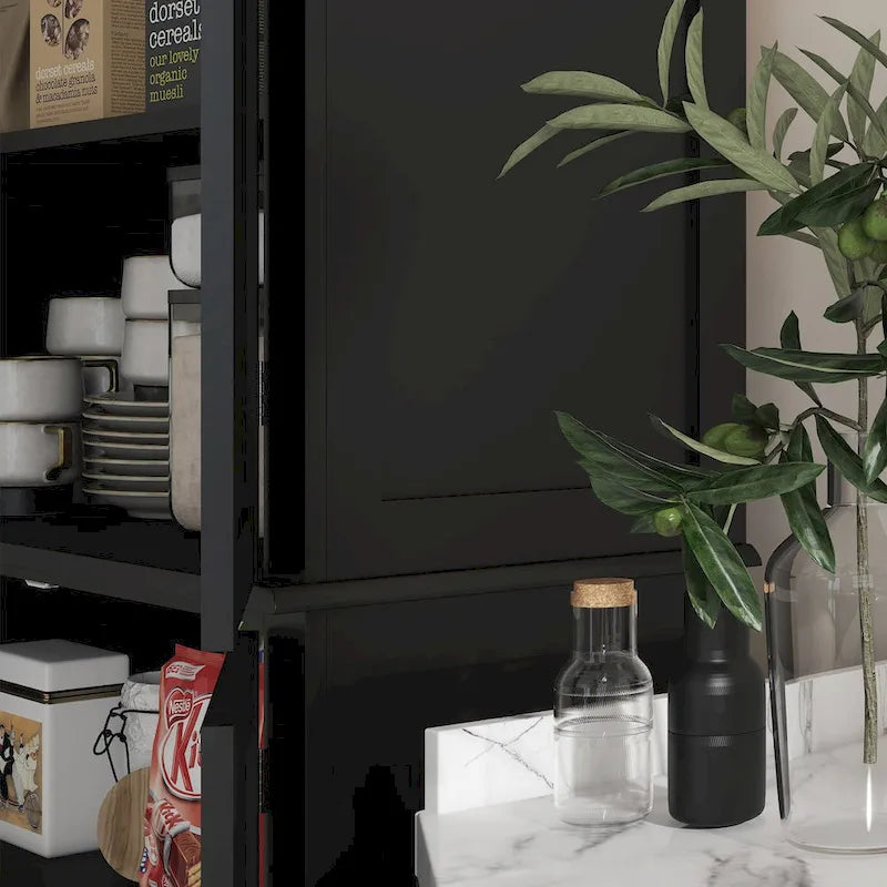 72.5 Kitchen Pantry Storage Cabinet, Freestanding Kitchen Cupboard with 4 Doors and Adjustable Shelves for Dining Room, MDF