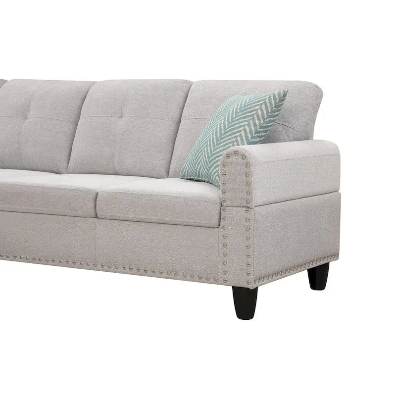 98 Zoll breites Sofa mit linksseitiger Ottomane und Chaiselongue