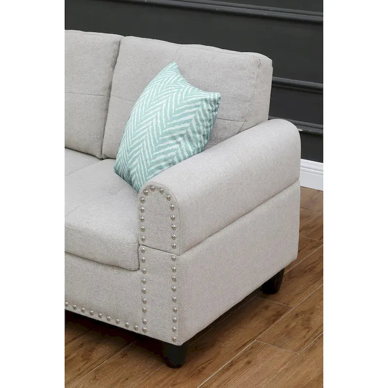 98 Wide Left Hand Facing Sofa & Chaise with Ottoman