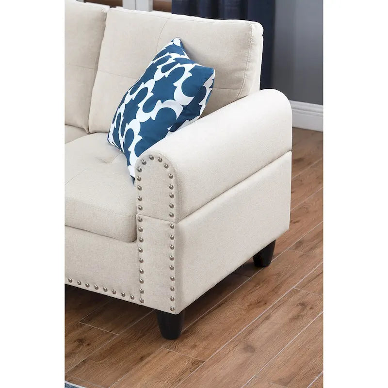 98 Zoll breites Sofa mit linksseitiger Ottomane und Chaiselongue