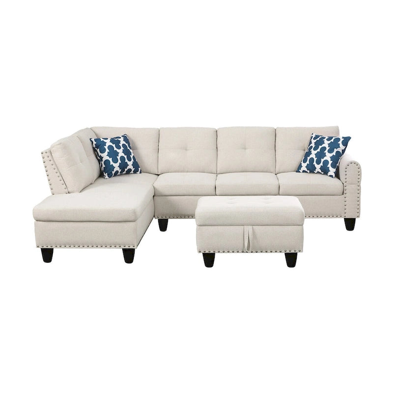 98 Zoll breites Sofa mit linksseitiger Ottomane und Chaiselongue