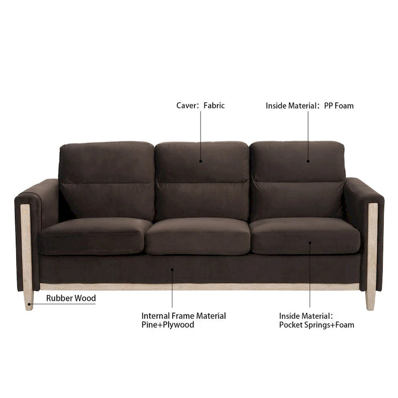 Bequemer Dreiersofa aus Massivholz