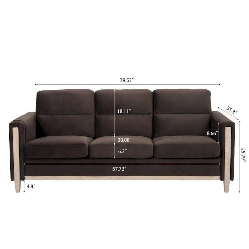 Comfortable Solid Wood Three-seater Sofa