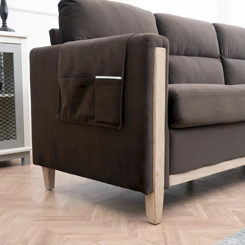 Bequemer Dreiersofa aus Massivholz