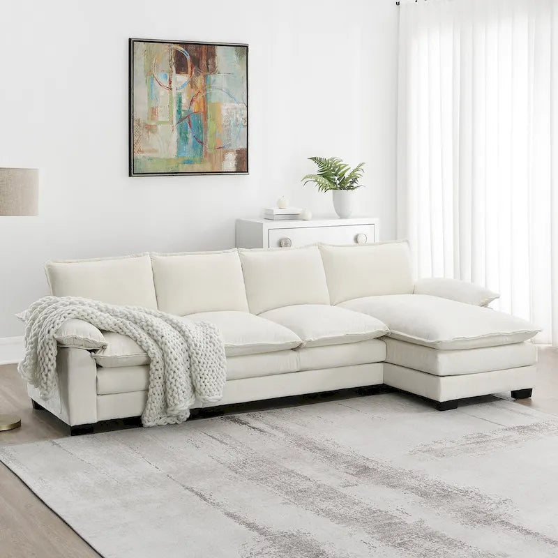 Modern L-shaped Cloud Sofa with Chaise Lounge