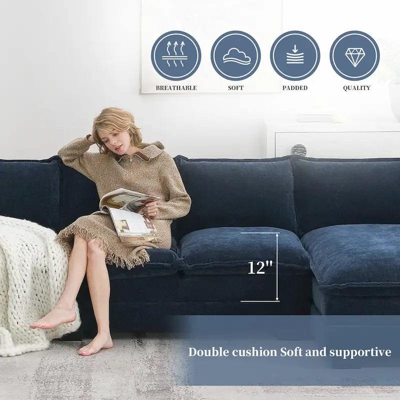 Modern L-shaped Cloud Sofa with Chaise Lounge