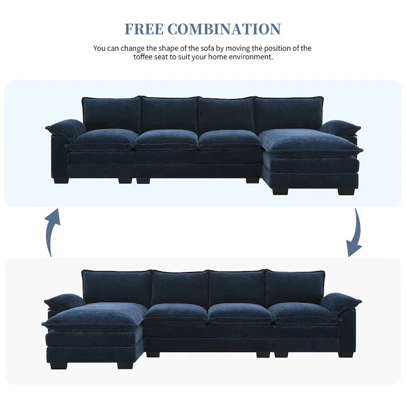 Modern L-shaped Cloud Sofa with Chaise Lounge
