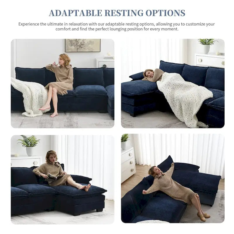 Modern L-shaped Cloud Sofa with Chaise Lounge