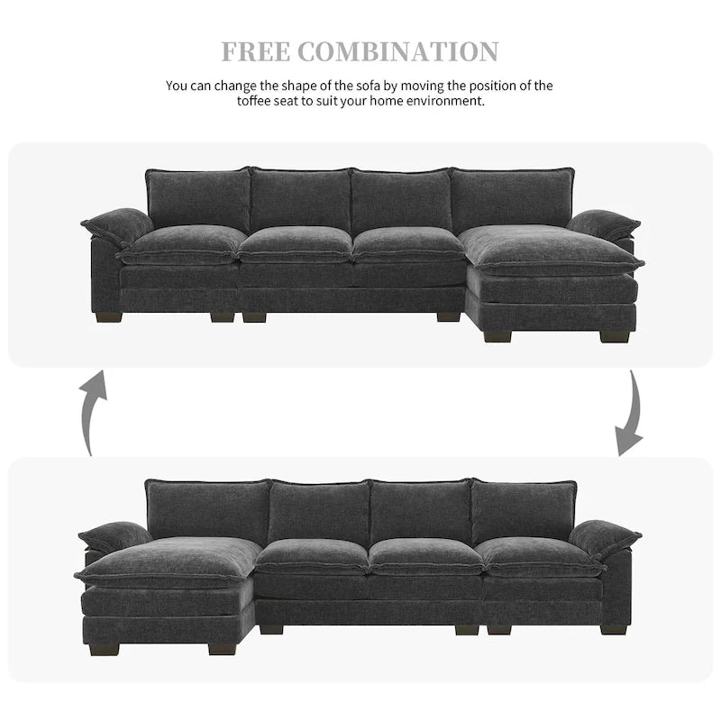 Modern L-shaped Cloud Sofa with Chaise Lounge