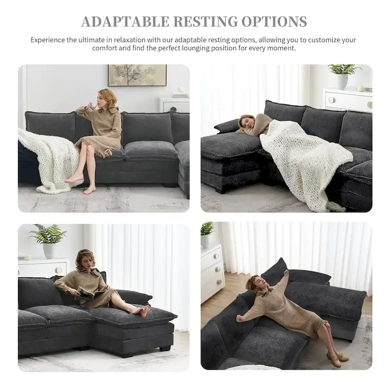Modern L-shaped Cloud Sofa with Chaise Lounge