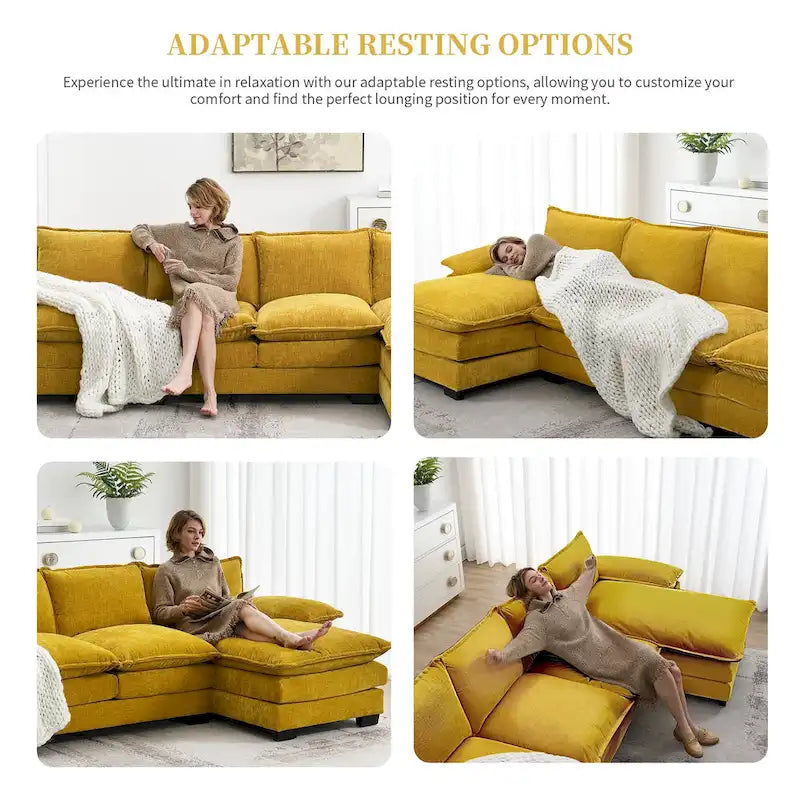 Modern L-shaped Cloud Sofa with Chaise Lounge