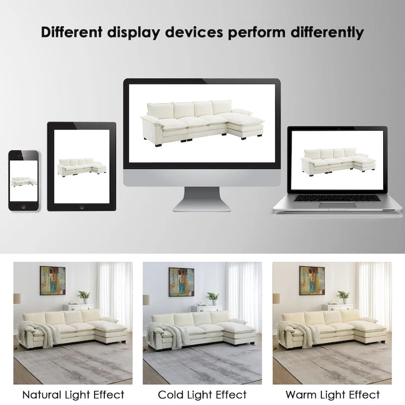 Modern L-shaped Cloud Sofa with Chaise Lounge