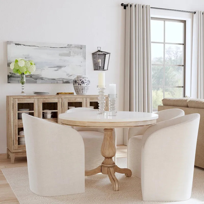 44 Round Pedestal Marble Dining Table