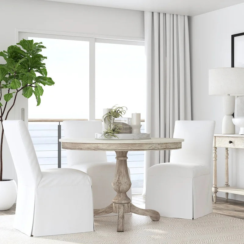 44 Round Pedestal Marble Dining Table