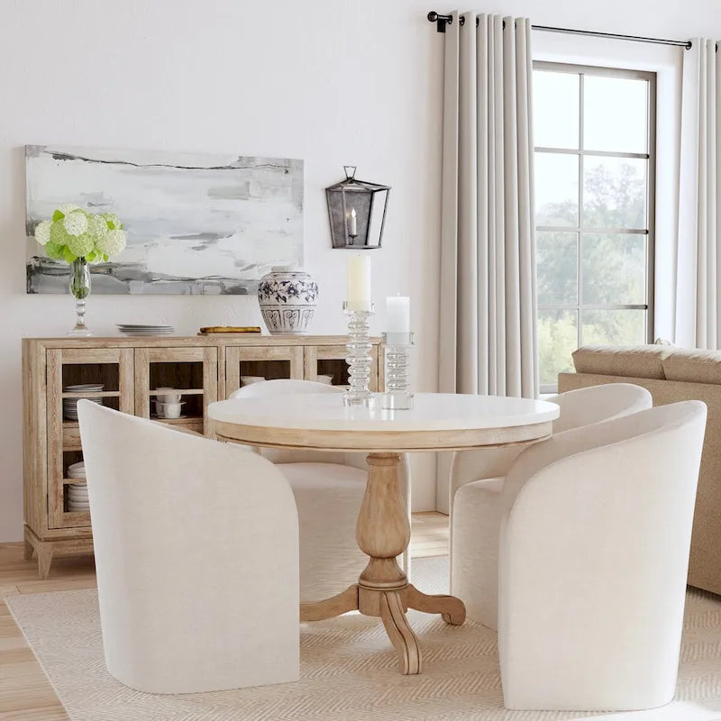 44 Round Pedestal Marble Dining Table