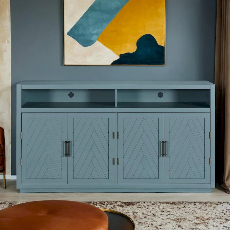 Klassisches Sideboard mit 4 Türen, offenem Stauraum und verstellbaren Einlegeböden - ideal für Küchen und Wohnzimmer