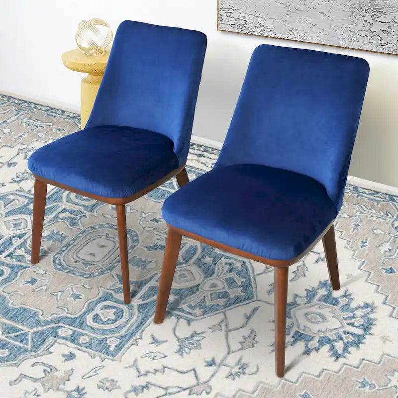 Aksamitne krzesła do jadalni w stylu mid-century modern, zestaw 2 sztuk