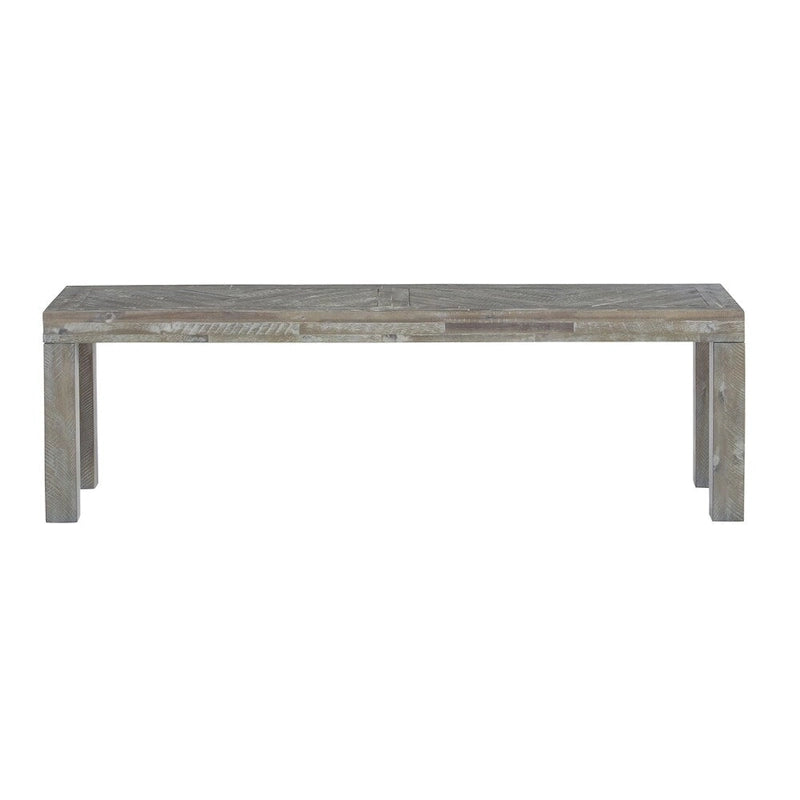 Banc en bois d’acacia avec motif à chevrons distinctif incrusté, marron