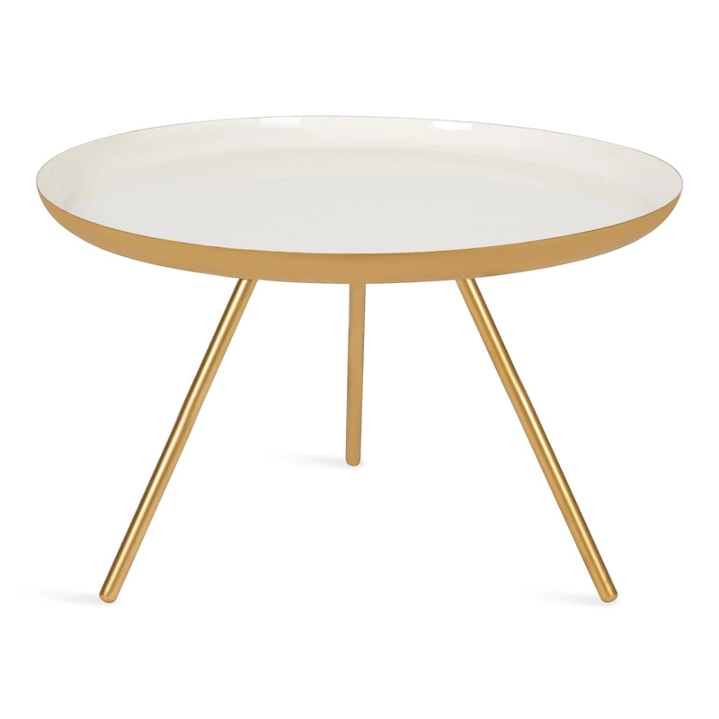 Round Metal Coffee Table, 25-Inch Diameter, Two-Tone Black & White
