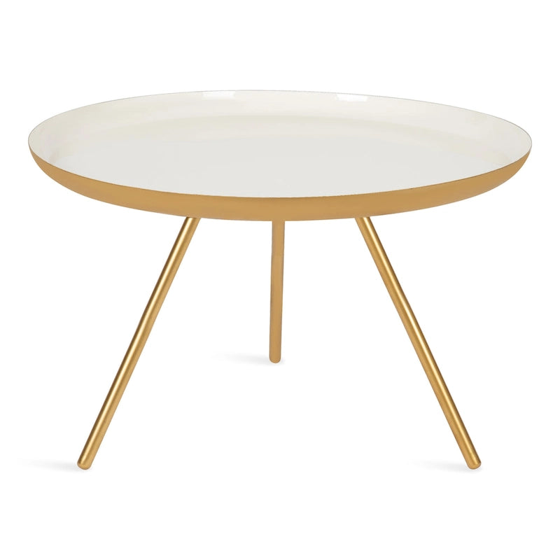 Round Metal Coffee Table, 25-Inch Diameter, Two-Tone Black & White