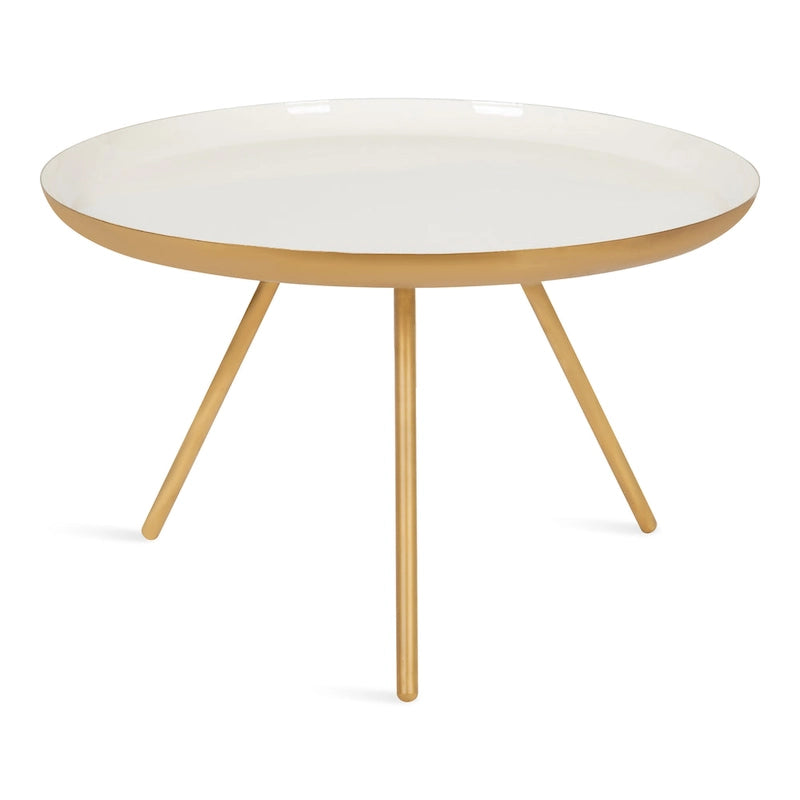 Round Metal Coffee Table, 25-Inch Diameter, Two-Tone Black & White