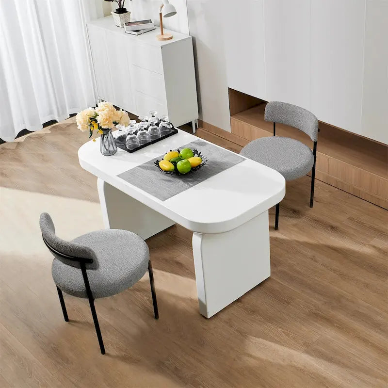 Tapicerowane, nowoczesne okrągłe krzesła do jadalni w stylu mid-century - zestaw 2 sztuk