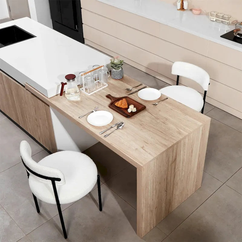 Tapicerowane, nowoczesne okrągłe krzesła do jadalni w stylu mid-century - zestaw 2 sztuk