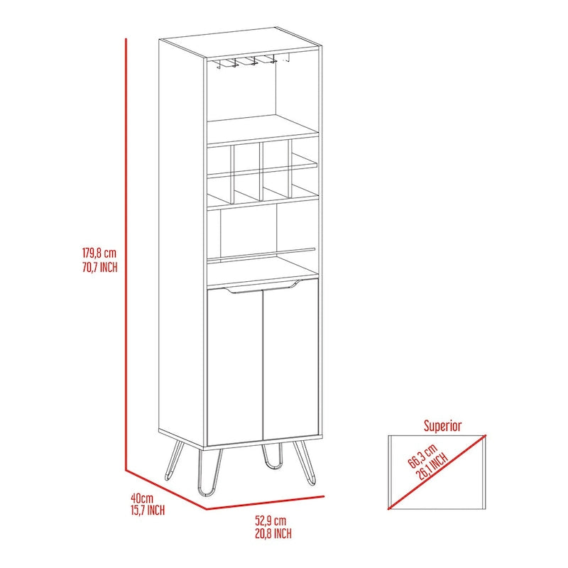 Barschrank für Küche, Esszimmer und Wohnzimmer, Schwarz
