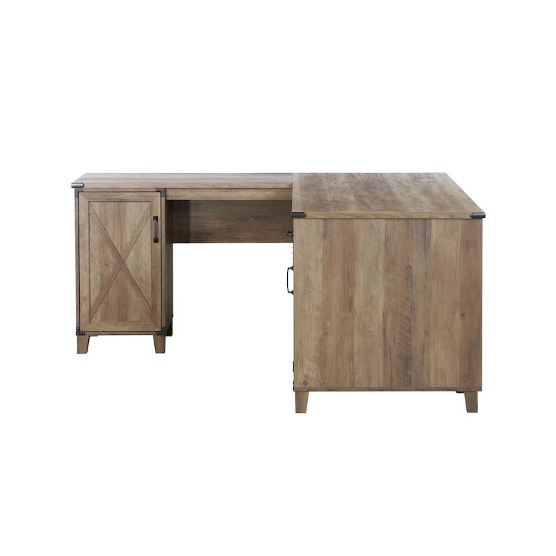 Oxford Farmhouse Rustic Oak L-Shaped Desk