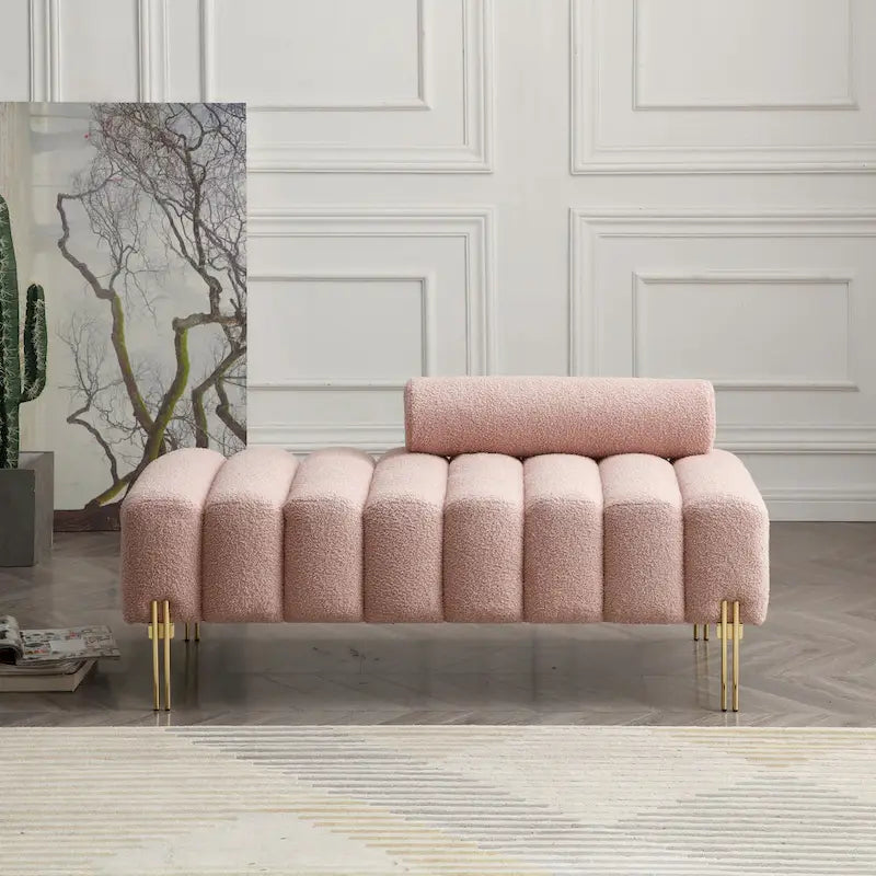 Moderner Bettbank aus Sherpa-Stoff